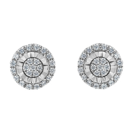Sterling Silver Diamond Cluster Earrings (1 cttw, I-J Color, I2-I3 Clarity)