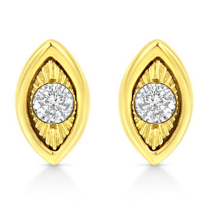 10K Yellow Gold Plated .925 Sterling Silver 1/10 Cttw Miracle-Set Diamond Circle Shape Stud Earrings (K-L Color, I2-I3 Clarity)