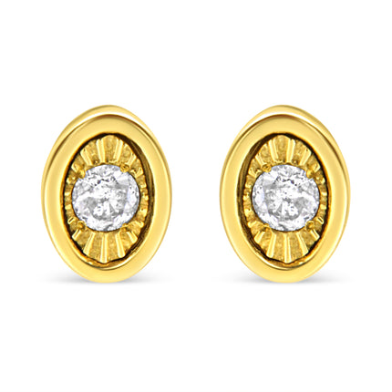 10K Yellow Gold Plated .925 Sterling Silver 1/10 Cttw Miracle-Set Diamond Circle Shape Stud Earrings (K-L Color, I2-I3 Clarity)