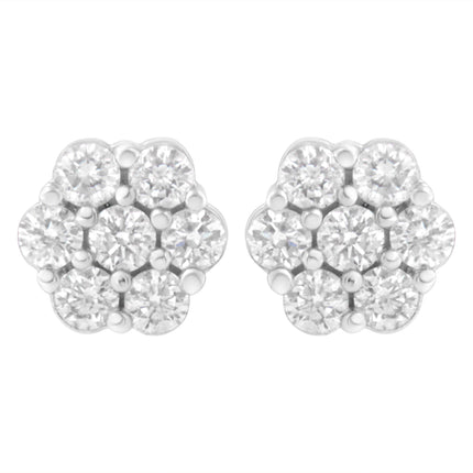 14KT White Gold 1 cttw Diamond Composite Stud Earrings (I-J, SI2-I1)