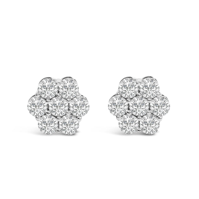 14KT White Gold 1 cttw Diamond Composite Stud Earrings (I-J, SI2-I1)