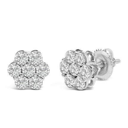 14KT White Gold 1 cttw Diamond Composite Stud Earrings (I-J, SI2-I1)