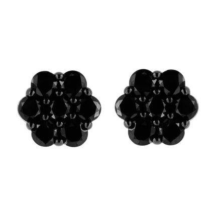 .925 Sterling Silver 1/4 Cttw Treated Yellow Diamond Floral Stud Earrings (Yellow Color, I1-I2 Clarity)