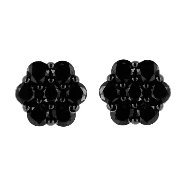 .925 Sterling Silver 1/4 Cttw Treated Yellow Diamond Floral Stud Earrings (Yellow Color, I1-I2 Clarity)