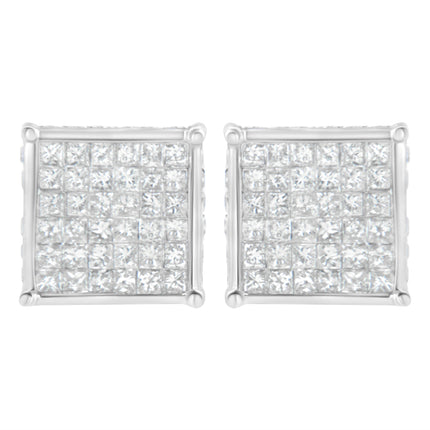 10K White Gold 2ct TDW Princess-Cut Composite Diamond Stud Earring (I-J ,I2-I3)