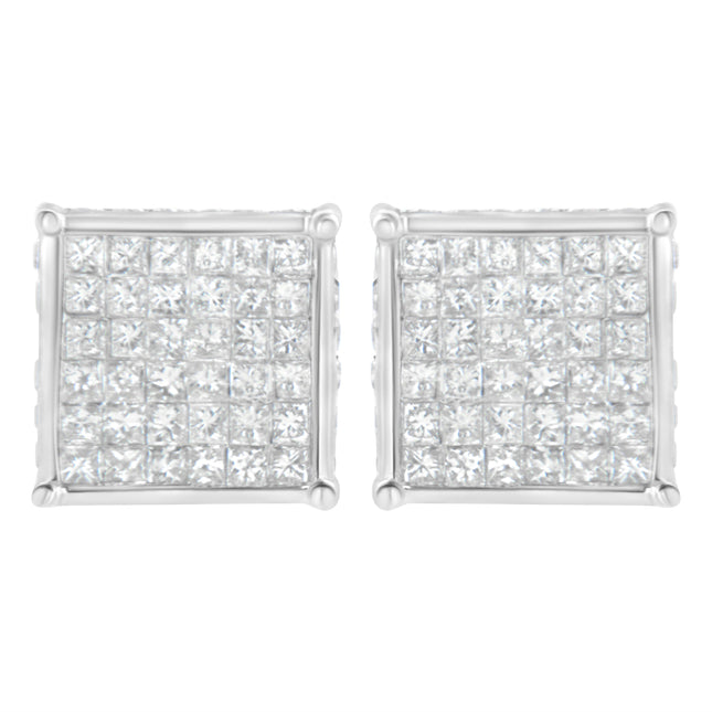 10K White Gold 2ct TDW Princess-Cut Composite Diamond Stud Earring (I-J ,I2-I3)