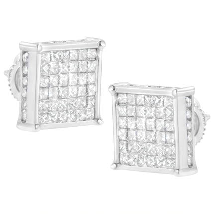 10K White Gold 2ct TDW Princess-Cut Composite Diamond Stud Earring (I-J ,I2-I3)
