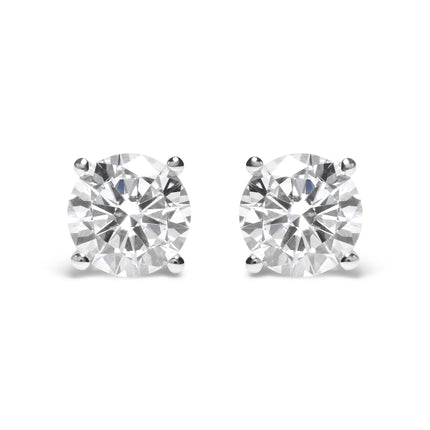 IGI Certified 14K White Gold 5.00 Cttw Round Brilliant-Cut Lab Grown Diamond Classic 4-Prong Stud Earrings with Screw Backs (F-G Color, SI1 Clarity)
