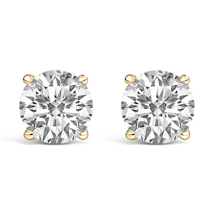 14K White Gold 4.0 Cttw Round Lab Grown Diamond Solitaire Stud Earrings with Screw Backs