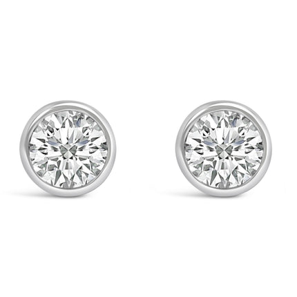 14K White Gold 1.0 Cttw Lab Grown Diamond Screw-Back Classic Bezel Solitaire Stud Earrings (G-H Color, VS2-SI1 Clarity)
