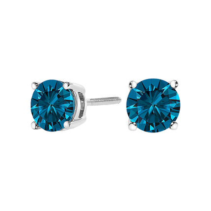 14K White Gold 1.00 Cttw Blue Lab Grown Diamond Stud Earrings with Screw Backs