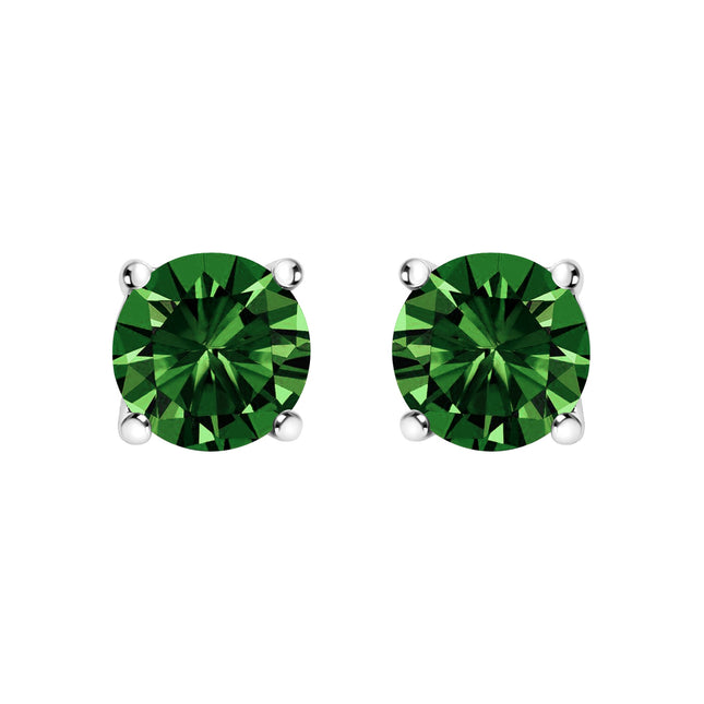 14K White Gold 1.0 Cttw Lab Grown Green Diamond Classic Solitaire Stud Earrings