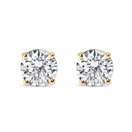 14K White Gold 1.0 Cttw Round Brilliant Cut Lab Grown White Diamond 4-Prong Classic Solitaire Stud Earrings (F-G Color, VS1-VS2 Clarity)