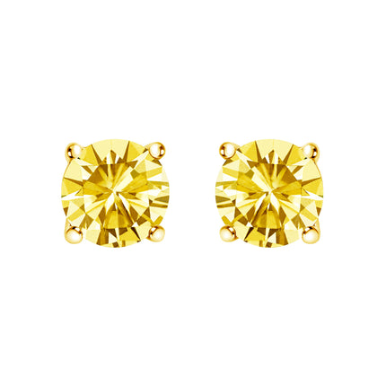 14K White Gold 1.0 Cttw Lab Grown Yellow Diamond Solitaire Stud Earrings (Yellow Color, VS2-SI1 Clarity)