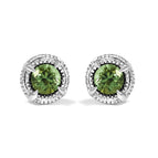 White.Sterling Silver / 0.33 / Green Diamond