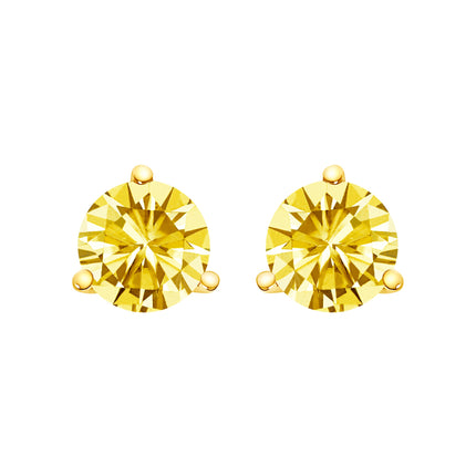 14K White Gold 3-Prong Martini Set 1.0 Cttw Yellow Lab Grown Diamond Solitaire Stud Earrings