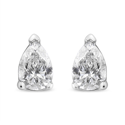 14K White Gold 1/2 Cttw Pear Shape Solitaire Lab Grown Diamond Stud Earrings (F-G Color, VS2-SI1 Clarity)