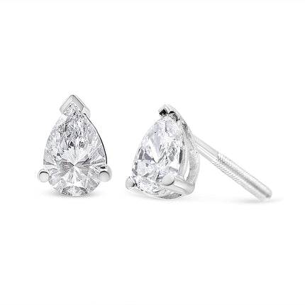 14K White Gold 1/2 Cttw Pear Shape Solitaire Lab Grown Diamond Stud Earrings (F-G Color, VS2-SI1 Clarity)
