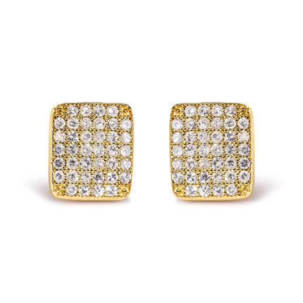 14K Yellow Gold 1/2 Cttw Diamond Square Shaped Composite Cluster Stud  Earrings (I-J Color, I1-I2 Clarity)