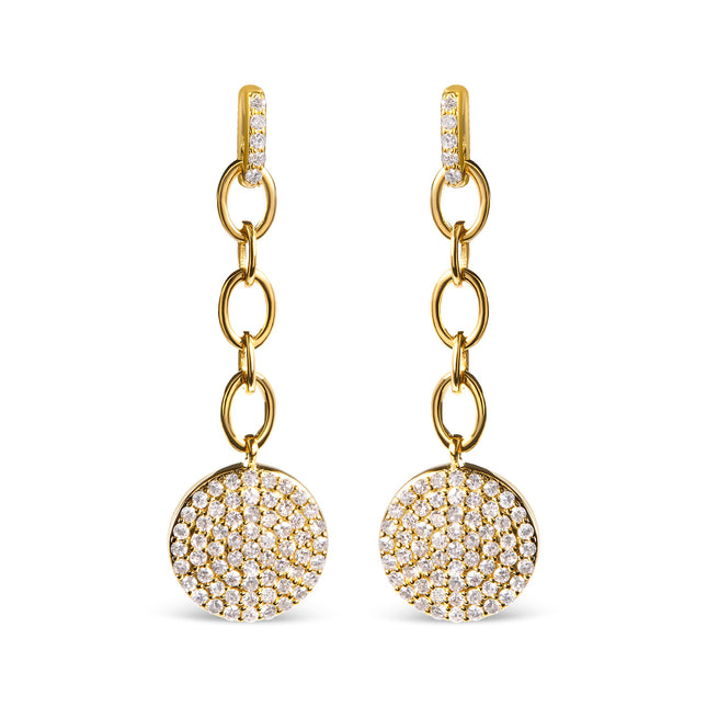 18K Yellow Gold Plated .925 Sterling Silver 1.0 Cttw Diamond Composite Cluster Dangle Chain Earrings (I-J Color, I1-I2 Clarity)