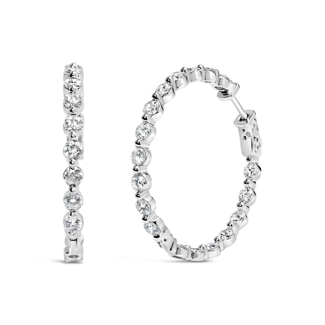 14K White Gold 5.00 Cttw Lab Grown Diamond Inside-Out Hoop Earring
