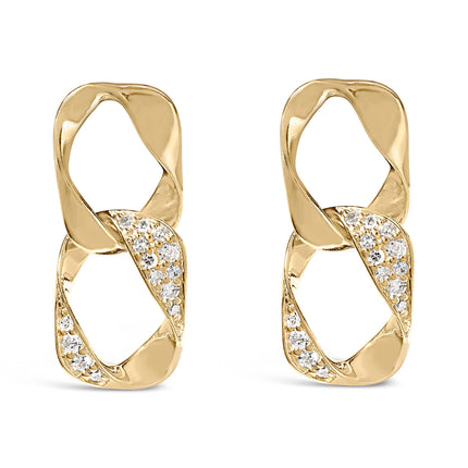 14K Yellow Gold Plated .925 Sterling Silver Open Link 1/5 Cttw Diamond Drop Earrings (H-I Color, I1-I2 Clarity)