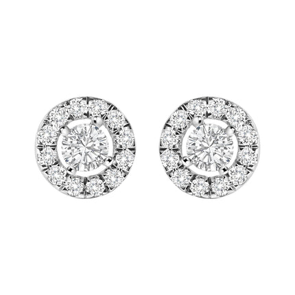14K White Gold 3/4 Cttw Lab-Grown Diamond Floating Halo Stud Earring (F-G Color, VS1-VS2 Clarity)