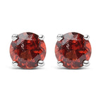 White.Sterling Silver / Red Garnet