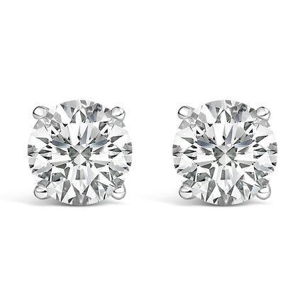 14K White Gold 4.0 Cttw Round Lab Grown Diamond Solitaire Stud Earrings with Screw Backs
