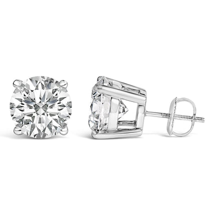 14K White Gold 4.0 Cttw Round Lab Grown Diamond Solitaire Stud Earrings with Screw Backs