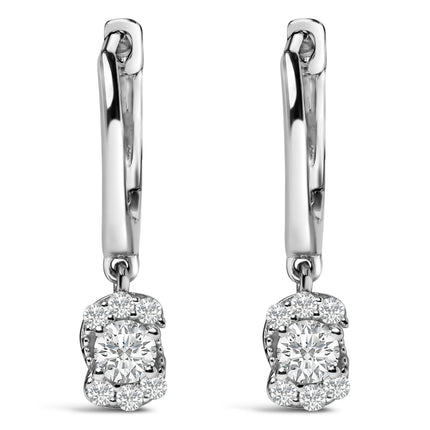 Sterling Silver 1/2 Cttw Lab Grown Diamond Floral Cluster Drop Earrings