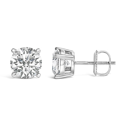14K White Gold 2 1/2 Cttw Lab Grown Diamond Solitaire Stud Earrings