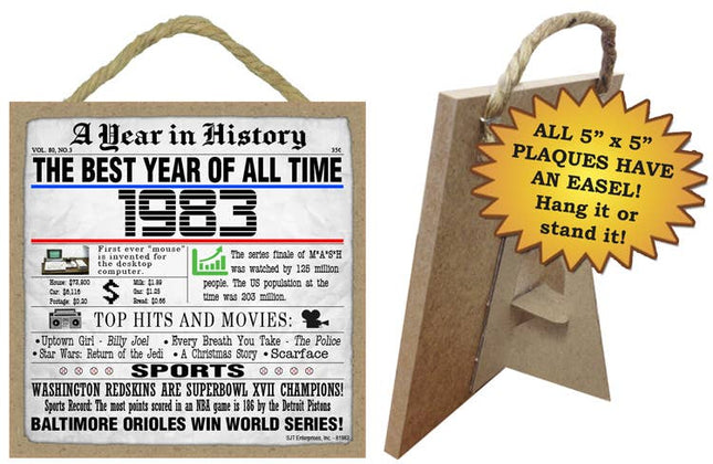 1983 A Year in History Plaques 5" x 5" wood plaque/sign