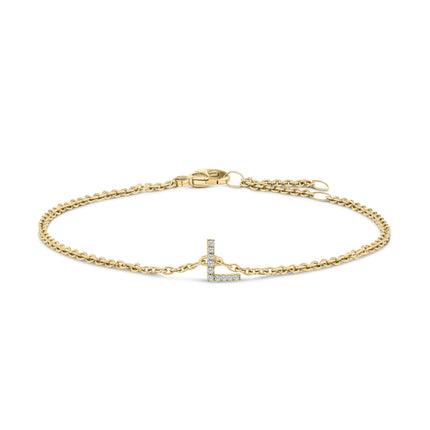 10K White Gold Diamond Accent "A" Initial Charm and Link Bracelet