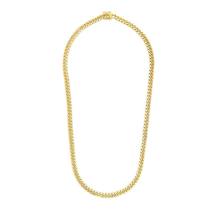6.9mm 14k Yellow Gold Semi Solid Miami Cuban Chain