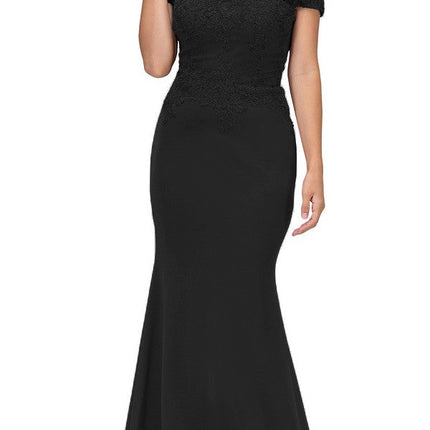 CLEARANCE - Eureka 7100 Lace Appliqued Bodice Long Dress Off-Shoulder (Size 2XL)