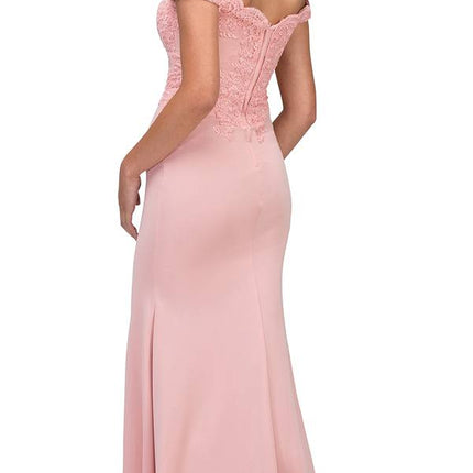 CLEARANCE - Eureka 7100 Lace Appliqued Bodice Long Dress Off-Shoulder (Size 2XL)