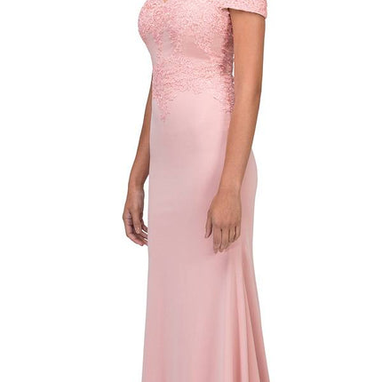 CLEARANCE - Eureka 7100 Lace Appliqued Bodice Long Dress Off-Shoulder (Size 2XL)