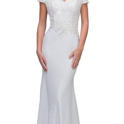 CLEARANCE - Eureka 7100 Lace Appliqued Bodice Long Dress Off-Shoulder (Size 2XL)