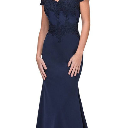 CLEARANCE - Eureka 7100 Lace Appliqued Bodice Long Dress Off-Shoulder (Size 2XL)