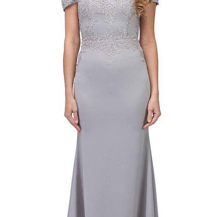 CLEARANCE - Eureka 7100 Lace Appliqued Bodice Long Dress Off-Shoulder (Size 2XL)