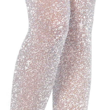 Metallic Shimmer Tights - Silver - O/S