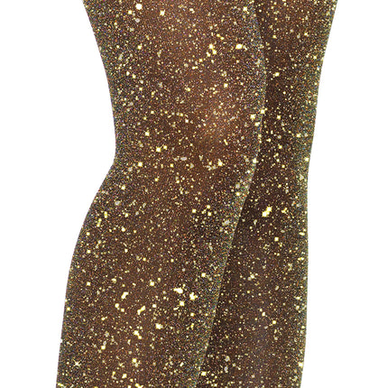 Metallic Shimmer Tights - Black/Gold - O/S