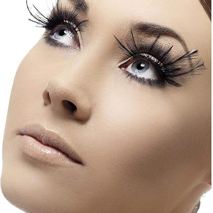 Black Feather with Plume Fake Eyelashes with Adhesive