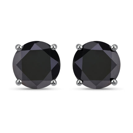 4.25 Carat Genuine Black Diamond 14K White Gold Earrings