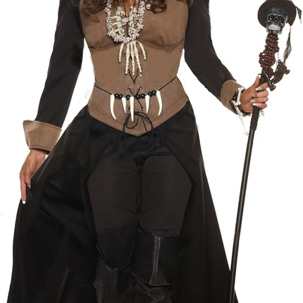 Voodoo Queen Priestess Witch Doctor Skull Priest Women's Costume