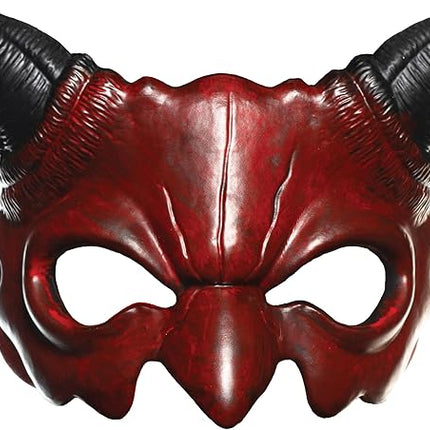 Adult Red and Black Devil Foam Masquerade Costume Mask With Horns
