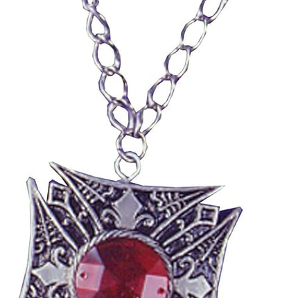 Gothic Medallion Pentagram Red Gem Accessory Neckless