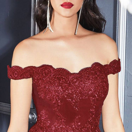 Cinderella Divine 7258 Off The Shoulder Long Gown