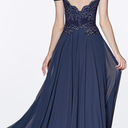 Cinderella Divine 7258 Off The Shoulder Long Gown